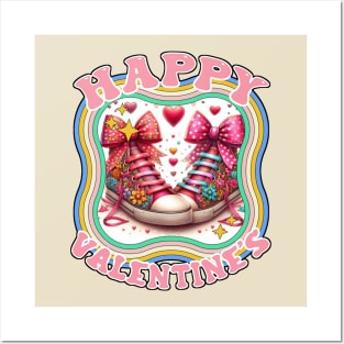 Happy Valentine's Unity: Colorful Sneakers in Romance - White, Red, Yellow, Blue Posters and Art